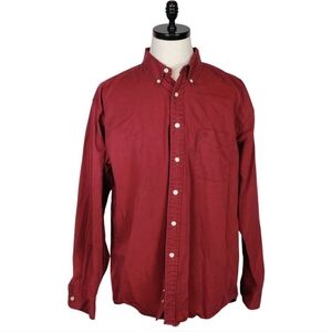 American Eagle Washed Twill Button Down Shirt XL Maroon 100% Cotton Vintage